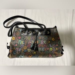Vintage 90s Dooney & Bourke rainbow graffiti logo handbag